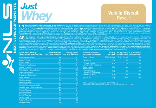 Med Natural 01 182 037 04 Just Whey 1000g Vanilla Biscuit NLS facts