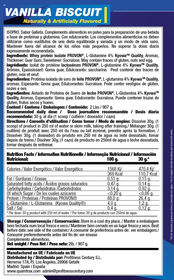 Med Natural 01 302 007 06 IsoPro Vanilla Biscuit 2267g facts